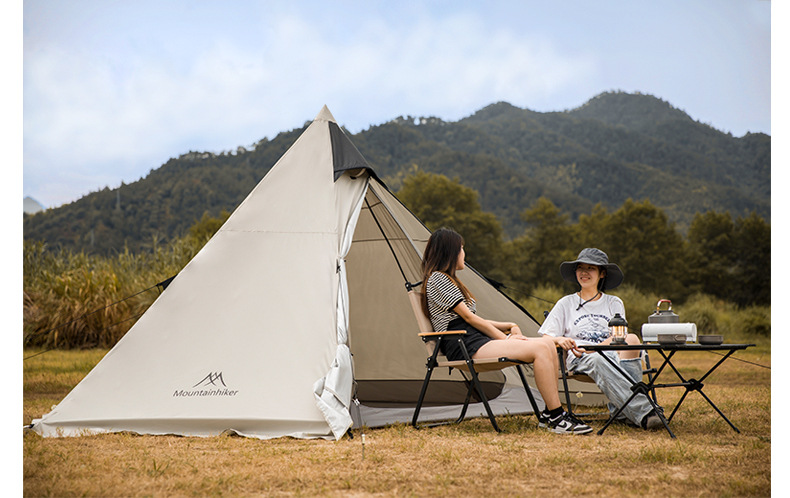 Cheap Goat Tents MOUNTAINHIKER 3 4 Person Outdoor Pyramid Tent with Inner Tent with Tarp Family Picnic Hiking Travel Equipment Camp Teepee Tents   